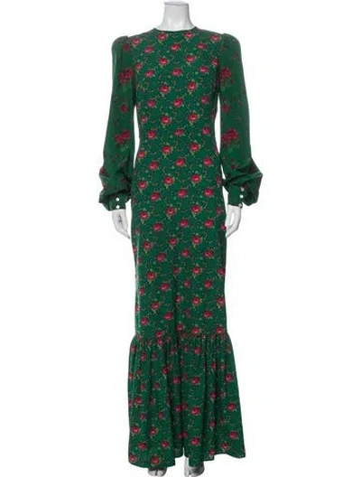 Pre-owned The Vampire's Wife Floral Print Long Dress In Green