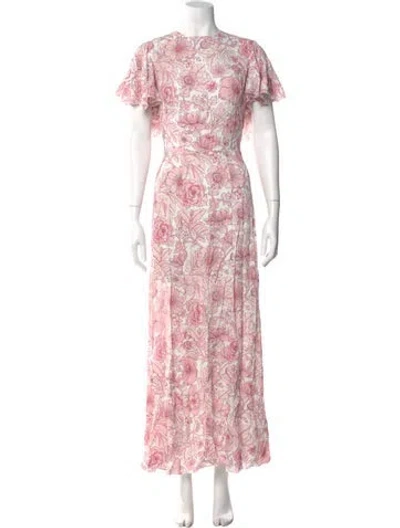 Pre-owned The Vampire's Wife Floral Print Long Dress In Pink