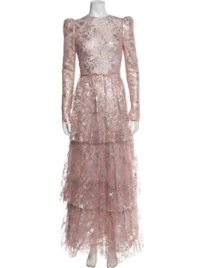 Pre-owned The Vampire's Wife Floral Print Long Dress In Pink