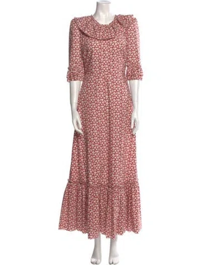 Pre-owned The Vampire's Wife Floral Print Long Dress In Red