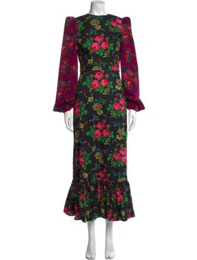 Pre-owned The Vampire's Wife Floral Print Long Dress W/ Tags In Black