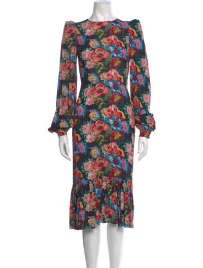 Pre-owned The Vampire's Wife Floral Print Midi Length Dress In Multi