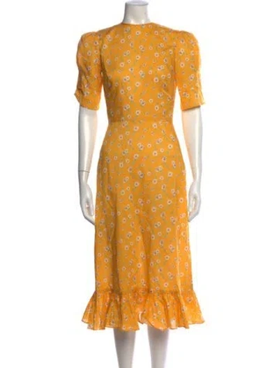 Pre-owned The Vampire's Wife Floral Print Midi Length Dress In Orange