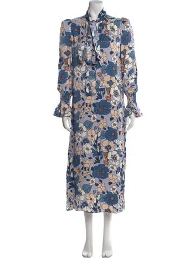Pre-owned The Vampire's Wife Floral Print Midi Length Dress W/ Tags In Blue