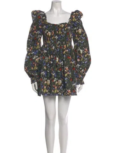 Pre-owned The Vampire's Wife Floral Print Mini Dress In Black