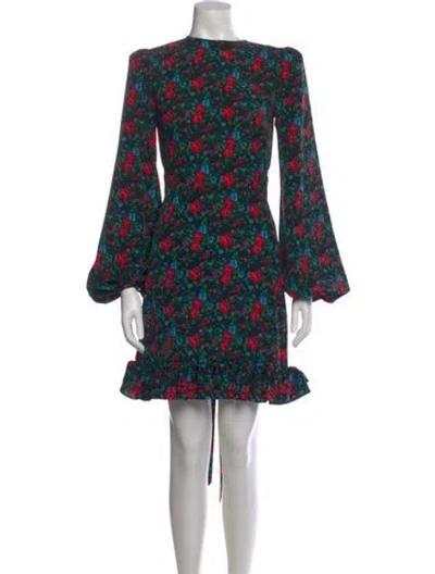 Pre-owned The Vampire's Wife Floral Print Mini Dress In Black