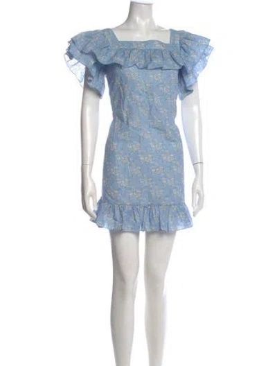 Pre-owned The Vampire's Wife Floral Print Mini Dress In Blue
