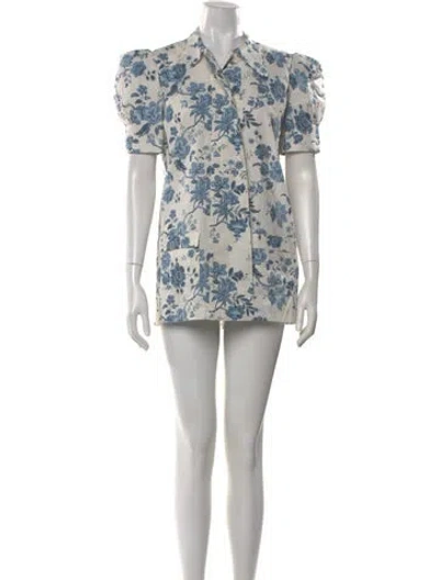 Pre-owned The Vampire's Wife Floral Print Mini Dress In Blue