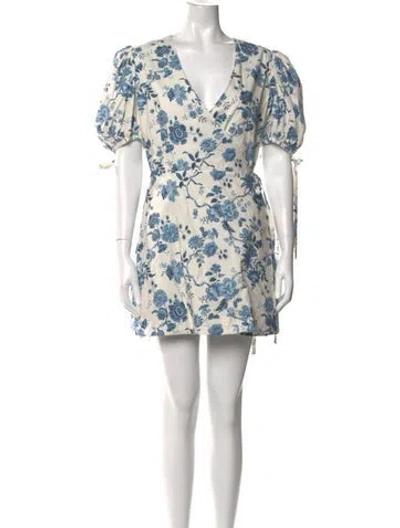 Pre-owned The Vampire's Wife Floral Print Mini Dress In Blue