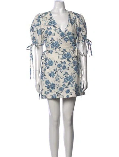 Pre-owned The Vampire's Wife Floral Print Mini Dress In Blue
