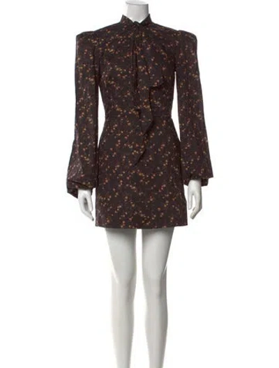 Pre-owned The Vampire's Wife Floral Print Mini Dress In Brown