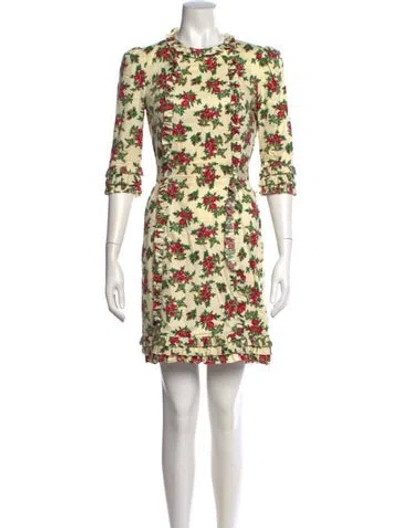 Pre-owned The Vampire's Wife Floral Print Mini Dress In Neutral