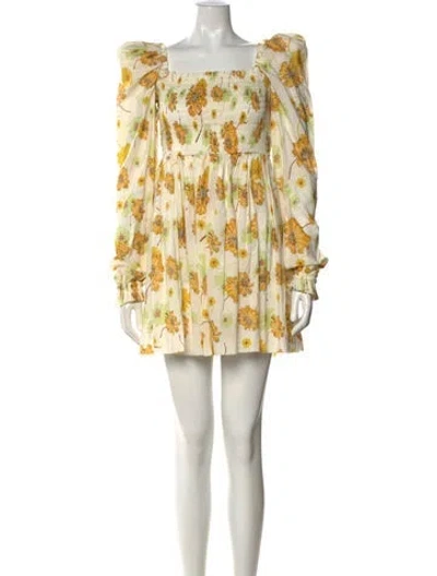 Pre-owned The Vampire's Wife Floral Print Mini Dress In Neutral