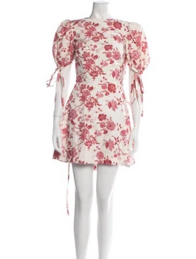 Pre-owned The Vampire's Wife Floral Print Mini Dress In Neutrals