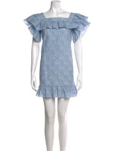 Pre-owned The Vampire's Wife Floral Print Mini Dress W/ Tags In Blue