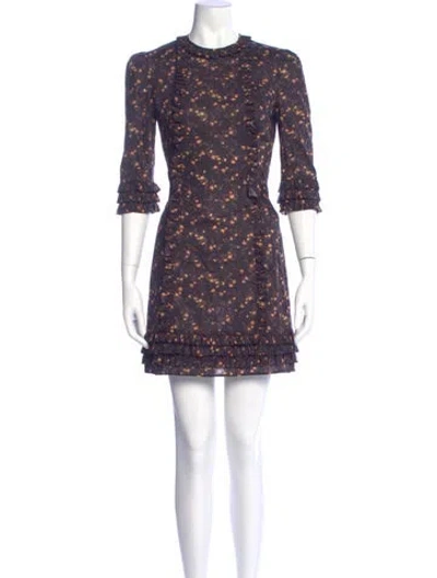 Pre-owned The Vampire's Wife Floral Print Mini Dress W/ Tags In Purple