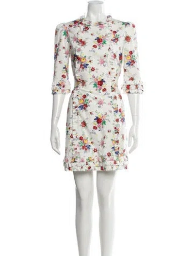 Pre-owned The Vampire's Wife Floral Print Mini Dress In White