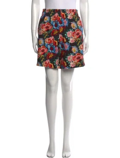 Pre-owned The Vampire's Wife Floral Print Mini Shorts In Black