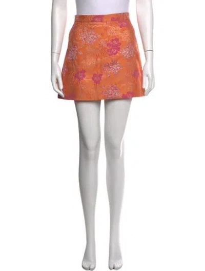 Pre-owned The Vampire's Wife Floral Print Mini Skirt In Orange