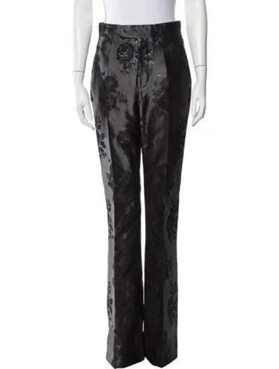 Pre-owned The Vampire's Wife Floral Print Wide Leg Pants In Black