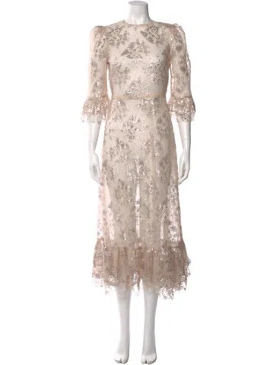 Pre-owned The Vampire's Wife Lace Pattern Long Dress W/ Tags In Neutrals