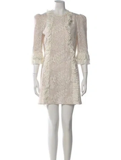 Pre-owned The Vampire's Wife Lace Pattern Mini Dress In White