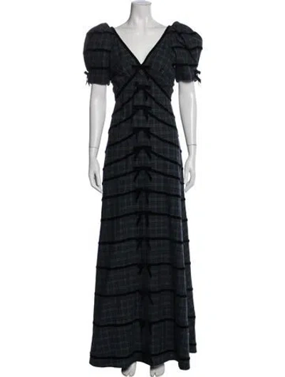 Pre-owned The Vampire's Wife Plaid Print Long Dress W/ Tags In Blue