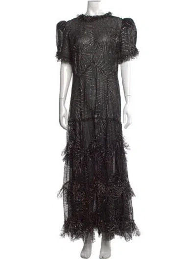 Pre-owned The Vampire's Wife Printed Long Dress In Black
