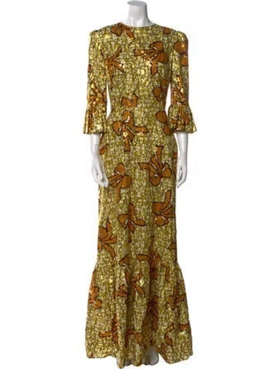 Pre-owned The Vampire's Wife Printed Long Dress In Yellow