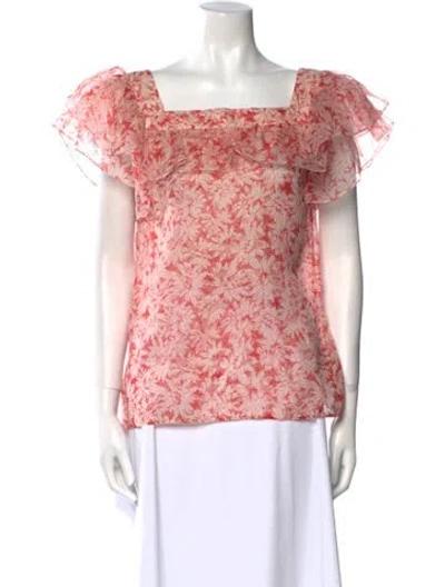 Pre-owned The Vampire's Wife Silk Floral Print Blouse In Red