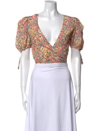 Pre-owned The Vampire's Wife Silk Floral Print Crop Top W/ Tags In Multi