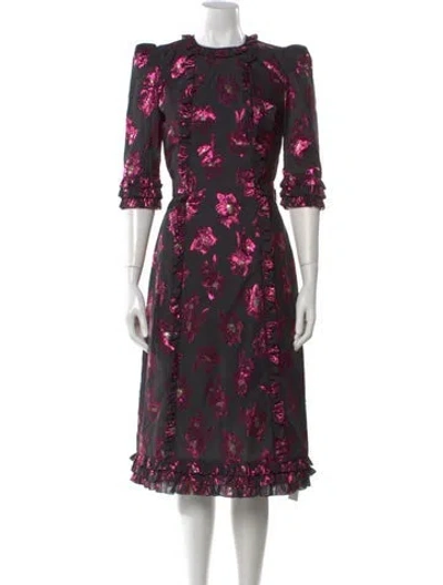 Pre-owned The Vampire's Wife Silk Midi Length Dress In Black