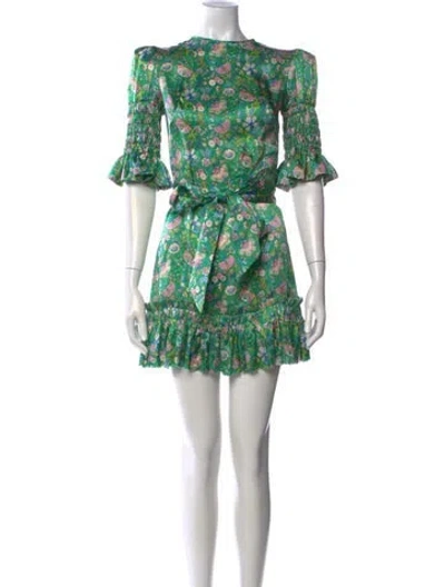 Pre-owned The Vampire's Wife Silk Mini Dress In Green