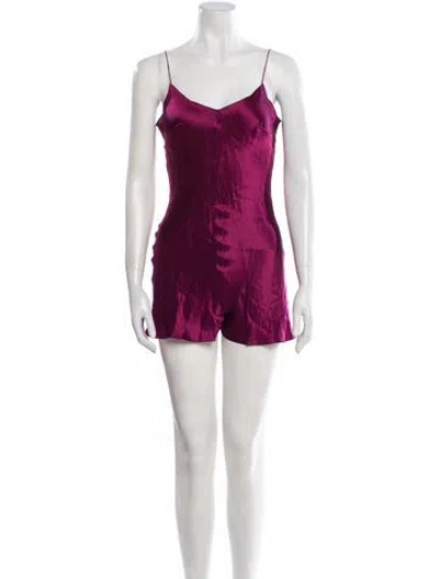 Pre-owned The Vampire's Wife Silk Square Neckline Romper In Pink