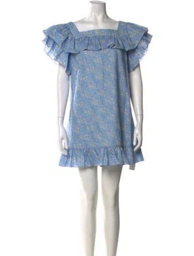 Pre-owned The Vampire's Wife Square Neckline Mini Dress In Blue