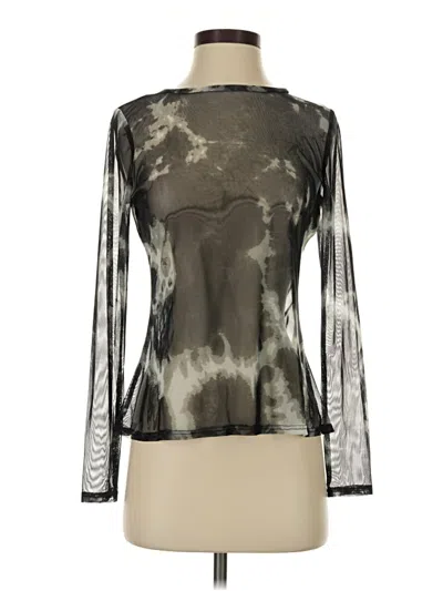 Pre-owned The Vanity Room Long Sleeve Top Black Metallic Pattern Mock Neckline Tops