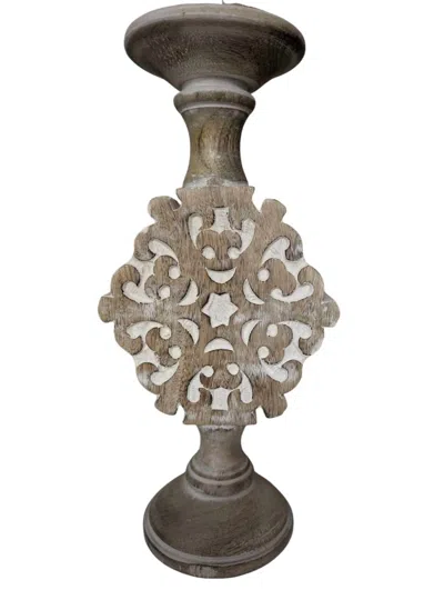 The Vintage Garden Snowflake Candle Holder In Brown