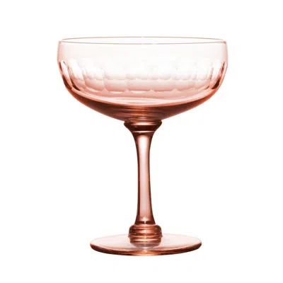The Vintage List A Set Of Four Rose Crystal Cocktail Glasses With Lens Design In Orange