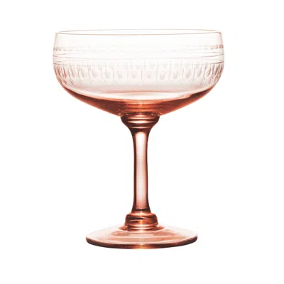 The Vintage List A Set Of Four Rose Crystal Cocktail Glasses With Ovals Design In Orange