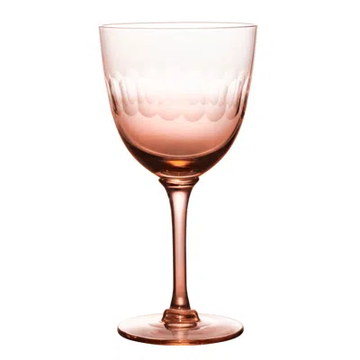 The Vintage List A Set Of Four Rose Crystal Wine Glasses With Lens Design In Orange