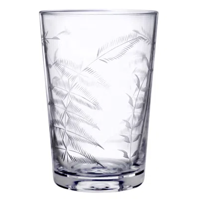 The Vintage List Six Hand-engraved Crystal Tumblers With Ferns Design In Transparent