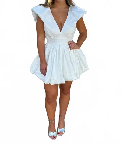 The Vintage Shop Dramatic Shoulder Bubble Mini Dress In White