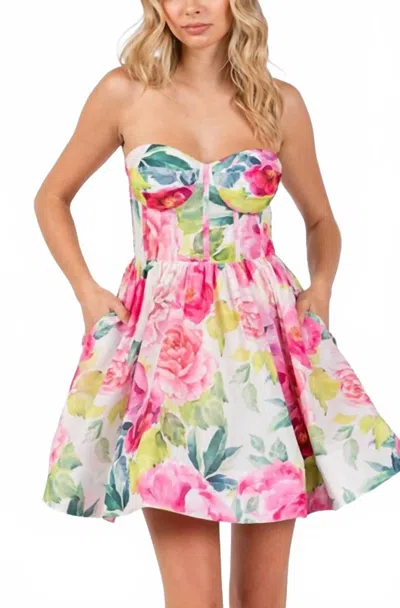 The Vintage Shop Mini Floral Corset Dress In Pink In Black
