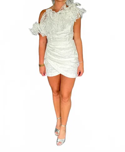 The Vintage Shop One Shoulder Ruffle Mini Dress In White