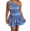 The Vintage Shop One Shoulder Smocked Mini Dress In Blue In Blue