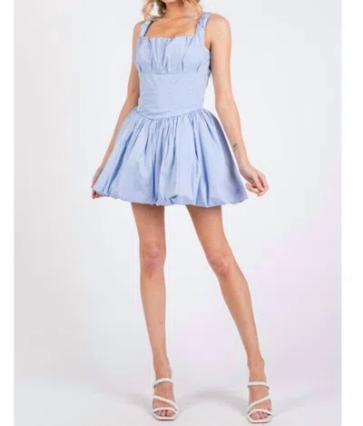 The Vintage Shop Poplin Balloon Dress In Blue