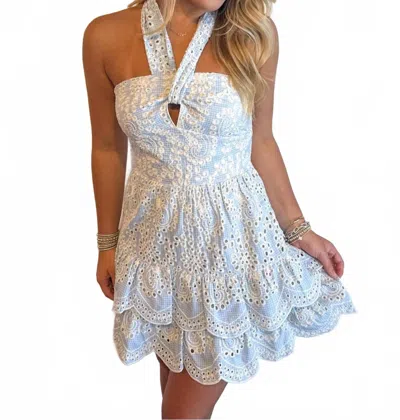 The Vintage Shop Sky Eyelet Halter Dress In Blue