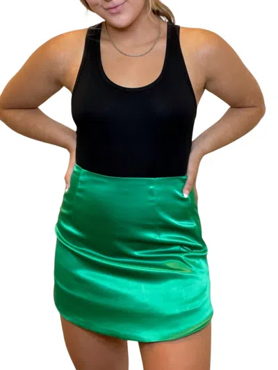The Vintage Shop Wish Me Luck Satin Mini Skirt In Green