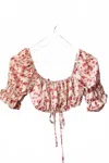 The Vintage Shop Women's Floral Ruched Puff Sleeve Crop Top In Multi In Multi
