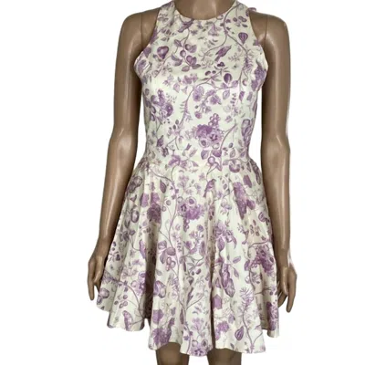 The Vintage Shop Women's Tie-back Mini Dress In Ivory/purple In Multi